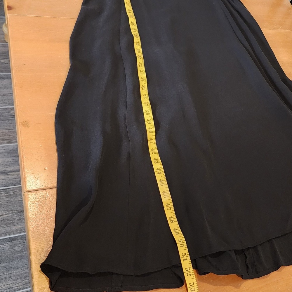 Eileen Fisher Silk Maxi‎ Dress Womens XL Black Georgette Crepe Flounce Hem NEW - Picture 7 of 11